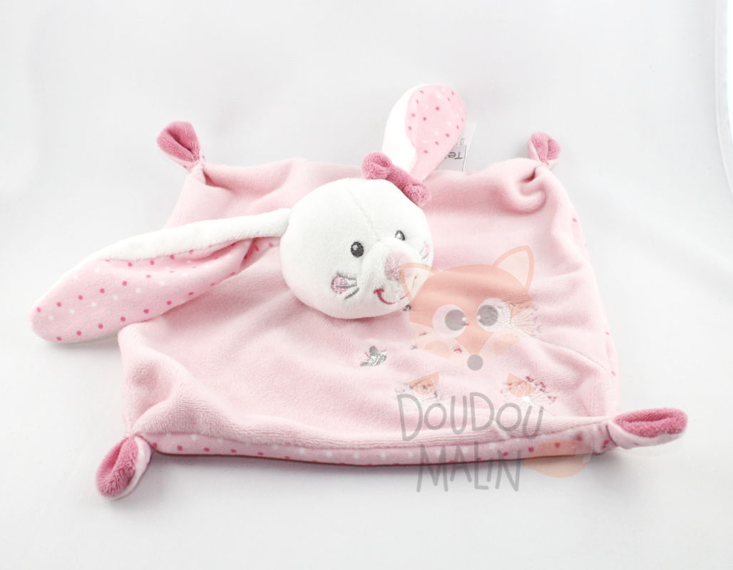  baby comforter rabbit pink white flower bee 